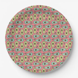 Avocado and Cilantro Salad Pattern Paper Plate