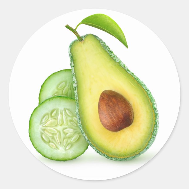 Avocado and cucumber classic round sticker (Front)