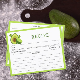 Avocado and Lemon, Citrus Kitchen Recipe Card