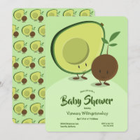 Avocado and Pit Cartoon Character Baby Shower