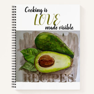 Avocado Art Design Cooking Quote Recipe Notebook