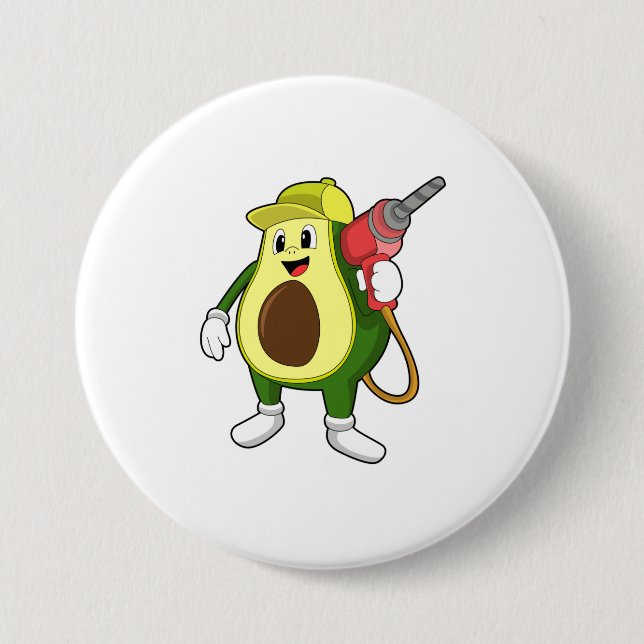 Avocado as Craftsman with Drill 7.5 Cm Round Badge (Front)