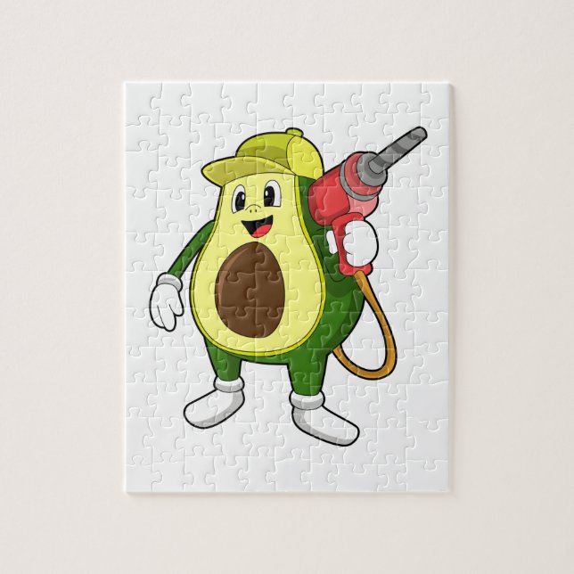 Avocado as Craftsman with Drill Jigsaw Puzzle (Vertical)