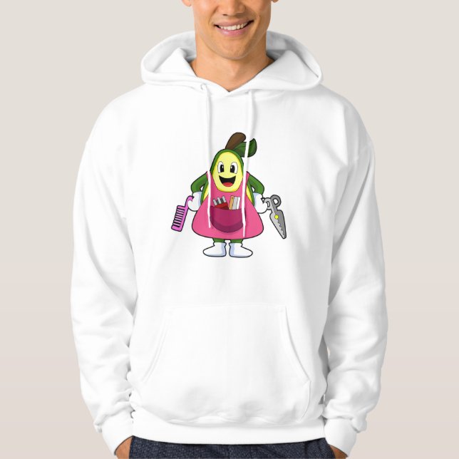 Avocado as Hairdresser with Scissors & Comb Hoodie (Front)