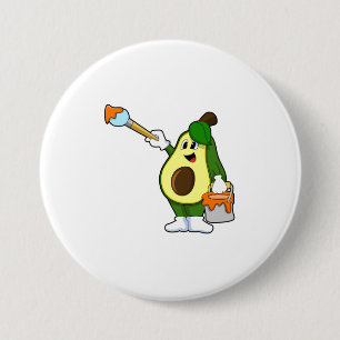 Avocado as Painter with Paint brush 7.5 Cm Round Badge
