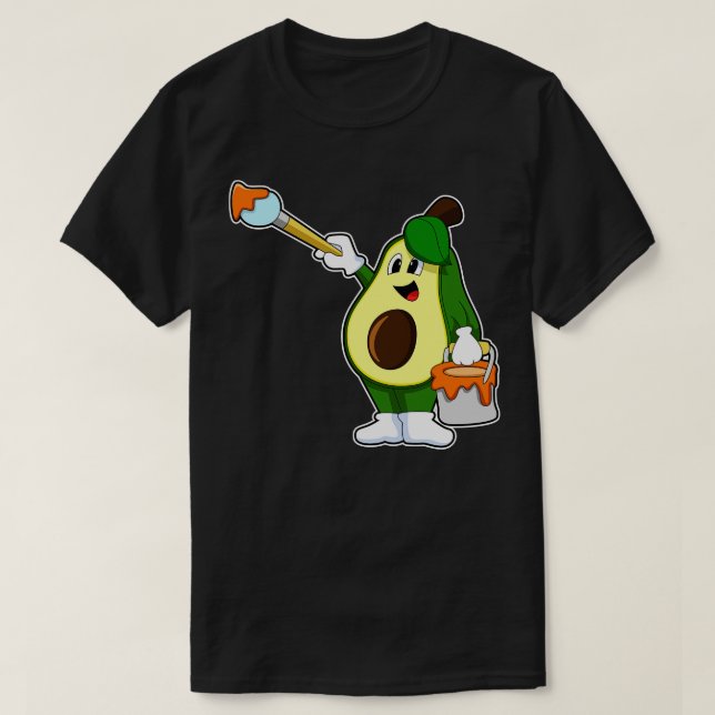 Avocado as Painter with Paint brush T-Shirt (Design Front)
