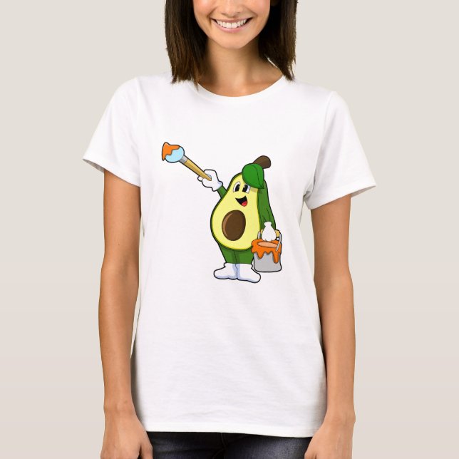 Avocado as Painter with Paint brush T-Shirt (Front)