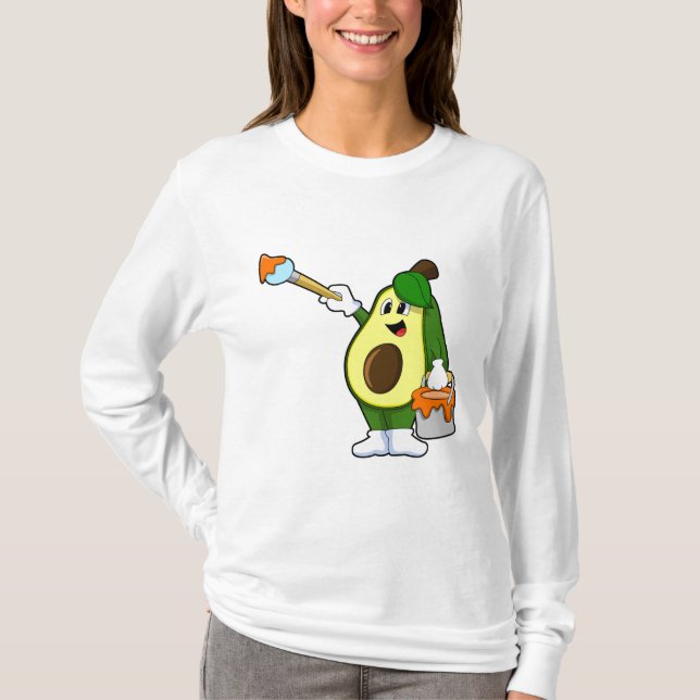 Avocado as Painter with Paint brush T-Shirt (Front)