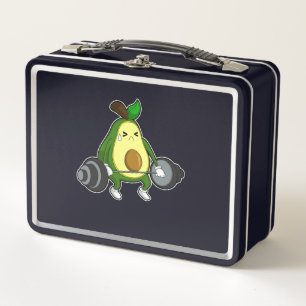 Avocado at Fitness with Barbell Metal Lunch Box