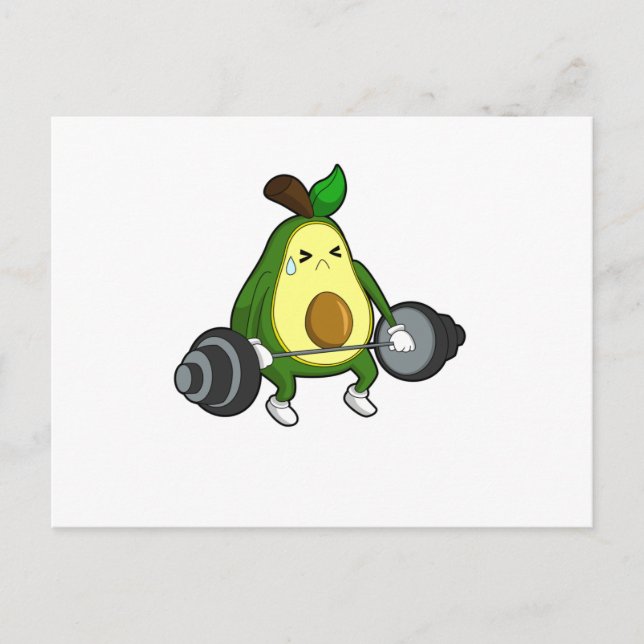 Avocado at Fitness with Barbell Postcard (Front)