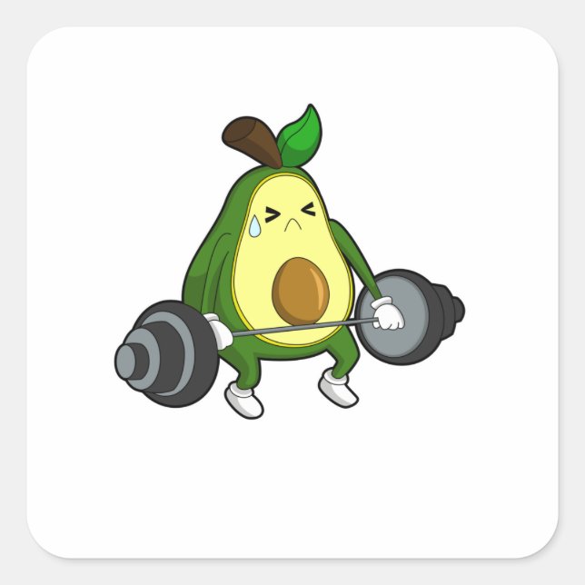 Avocado at Fitness with Barbell Square Sticker (Front)
