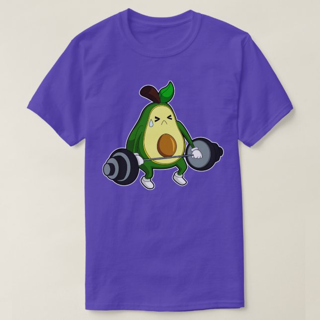Avocado at Fitness with Barbell T-Shirt (Design Front)