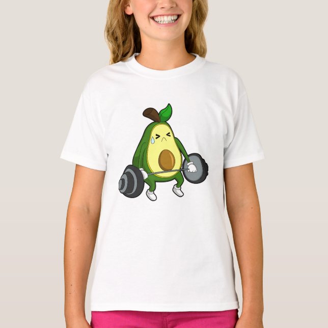 Avocado at Fitness with Barbell T-Shirt (Front)