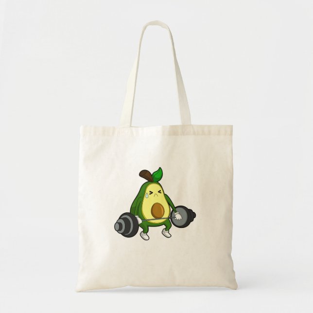Avocado at Fitness with Barbell Tote Bag (Front)