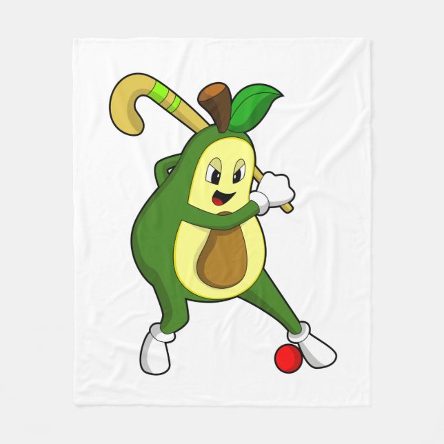 Avocado at Hockey with Hockey bat Fleece Blanket (Front)