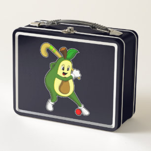 Avocado at Hockey with Hockey bat Metal Lunch Box