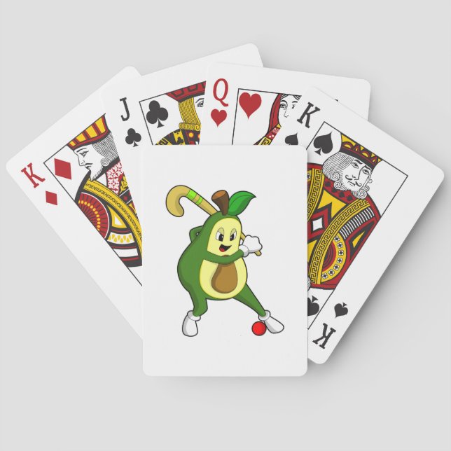 Avocado at Hockey with Hockey bat Playing Cards (Back)