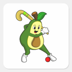 Avocado at Hockey with Hockey bat Square Sticker
