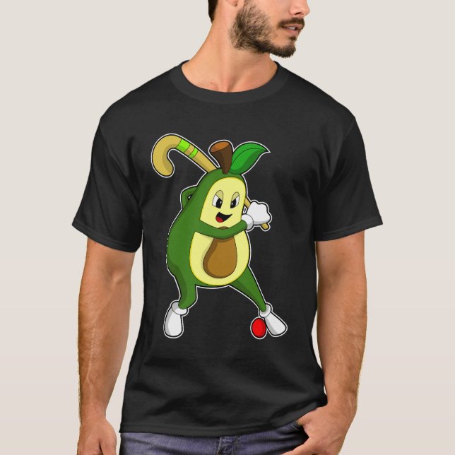 Avocado at Hockey with Hockey bat T-Shirt (Front)