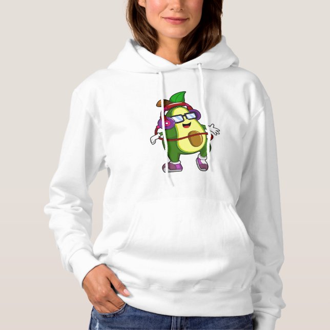 Avocado at Music with Headphone Hoodie (Front)