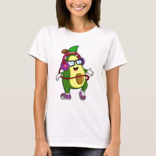 Avocado at Music with Headphone T-Shirt