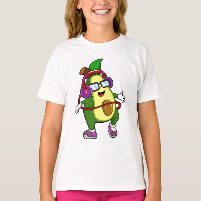 Avocado at Music with Headphone T-Shirt (Front)