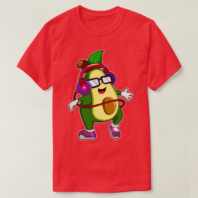 Avocado At Music With Headphone  T-Shirt (Design Front)