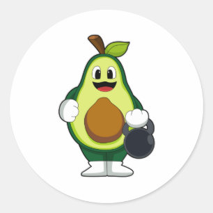 Avocado at Strength training with Dumbbells Classic Round Sticker