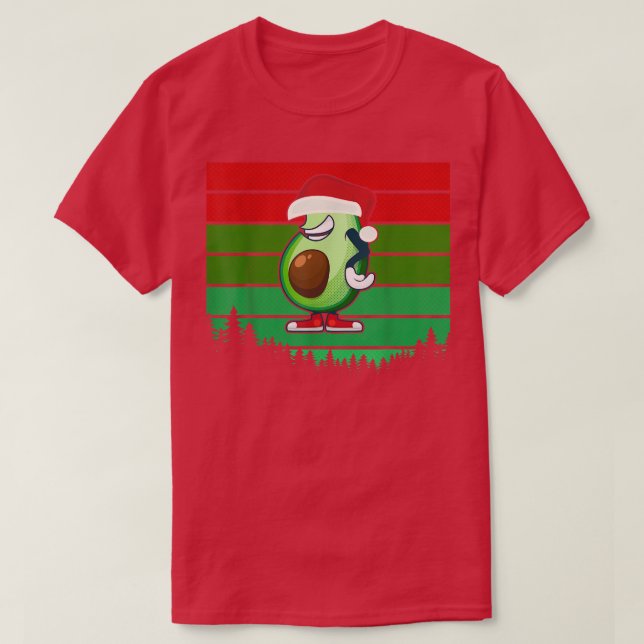Avocado Avo Merry Christmas Plaid Santa Hat Text V T-Shirt (Design Front)