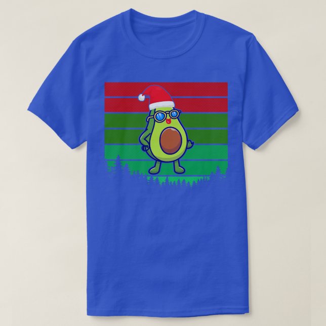 Avocado Avo Merry Christmas Plaid Santa Hat Text V T-Shirt (Design Front)