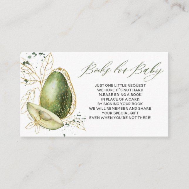 Avocado Baby Shower Books for Baby Card (Front)