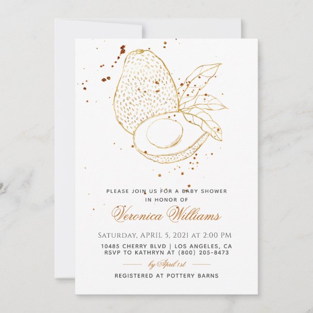 Avocado Baby Shower Invitation (Front)