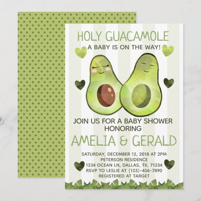Avocado Baby Shower Invitation Invite (Front/Back)
