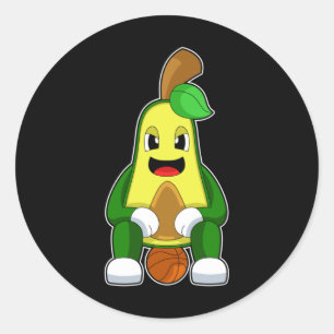 Avocado Basketball Player Basketball  Classic Round Sticker