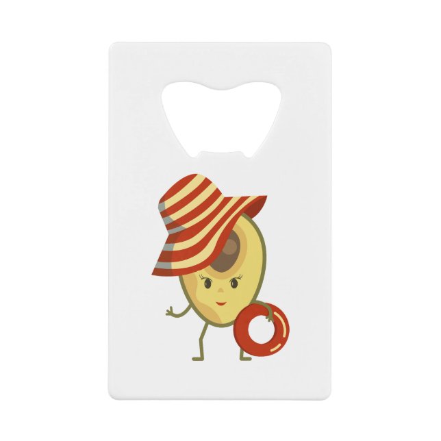 Avocado beach girl with sun hat and swim ring (Front)