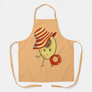 Avocado beach girl with sun hat and swim ring apron