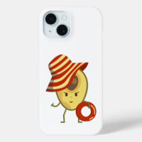 Avocado beach girl with sun hat and swim ring