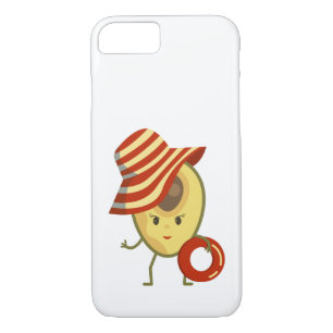 Avocado beach girl with sun hat and swim ring iPhone 8/7 case