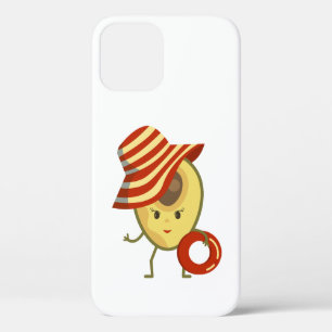 Avocado beach girl with sun hat and swim ring iPhone 12 pro case