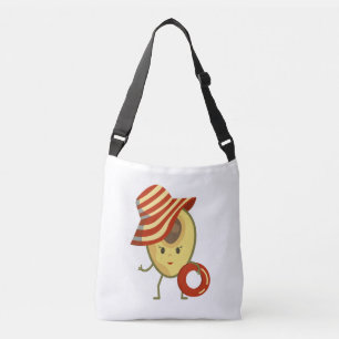 Avocado beach girl with sun hat and swim ring crossbody bag