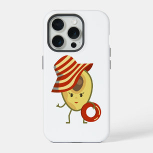 Avocado beach girl with sun hat and swim ring iPhone 15 pro case