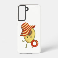 Avocado beach girl with sun hat and swim ring