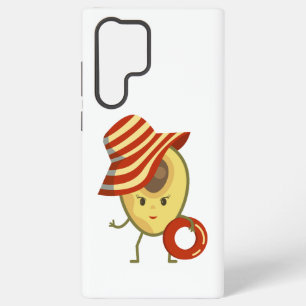 Avocado beach girl with sun hat and swim ring samsung galaxy case