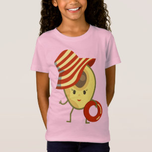 Avocado beach girl with sun hat and swim ring T-Shirt