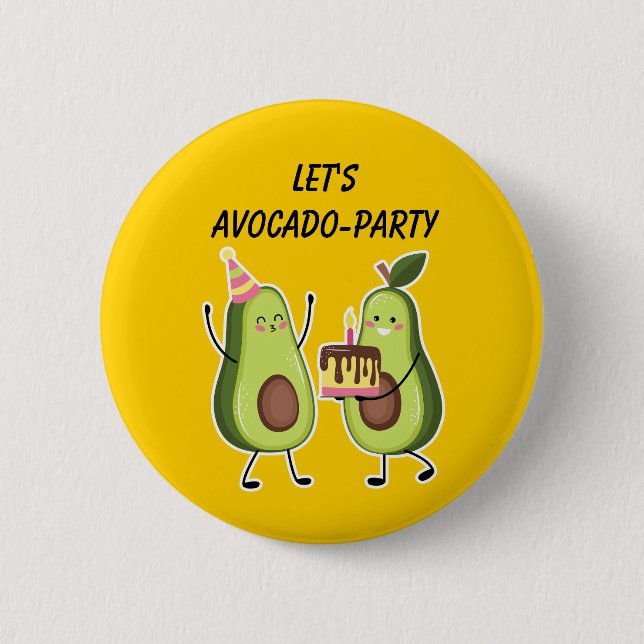 Avocado Birthday Celebration Custom Pin (Front)