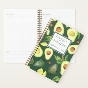 Avocado Blossoms Dark Green Rustic Fruit Pattern Planner