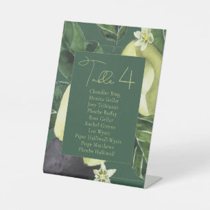 Avocado Blossoms   Dark Green Rustic Seating Names Pedestal Sign