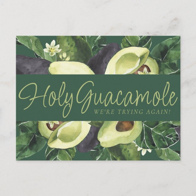 Avocado Blossoms | Punny Rustic New Wedding Date Postcard (Front)