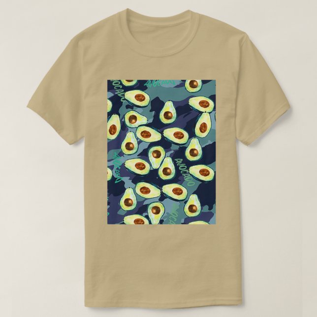 Avocado Camouflage Blue background T-Shirt (Design Front)