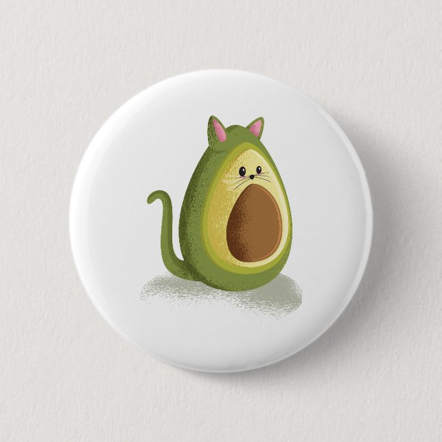 Avocado Cat 6 Cm Round Badge (Front)